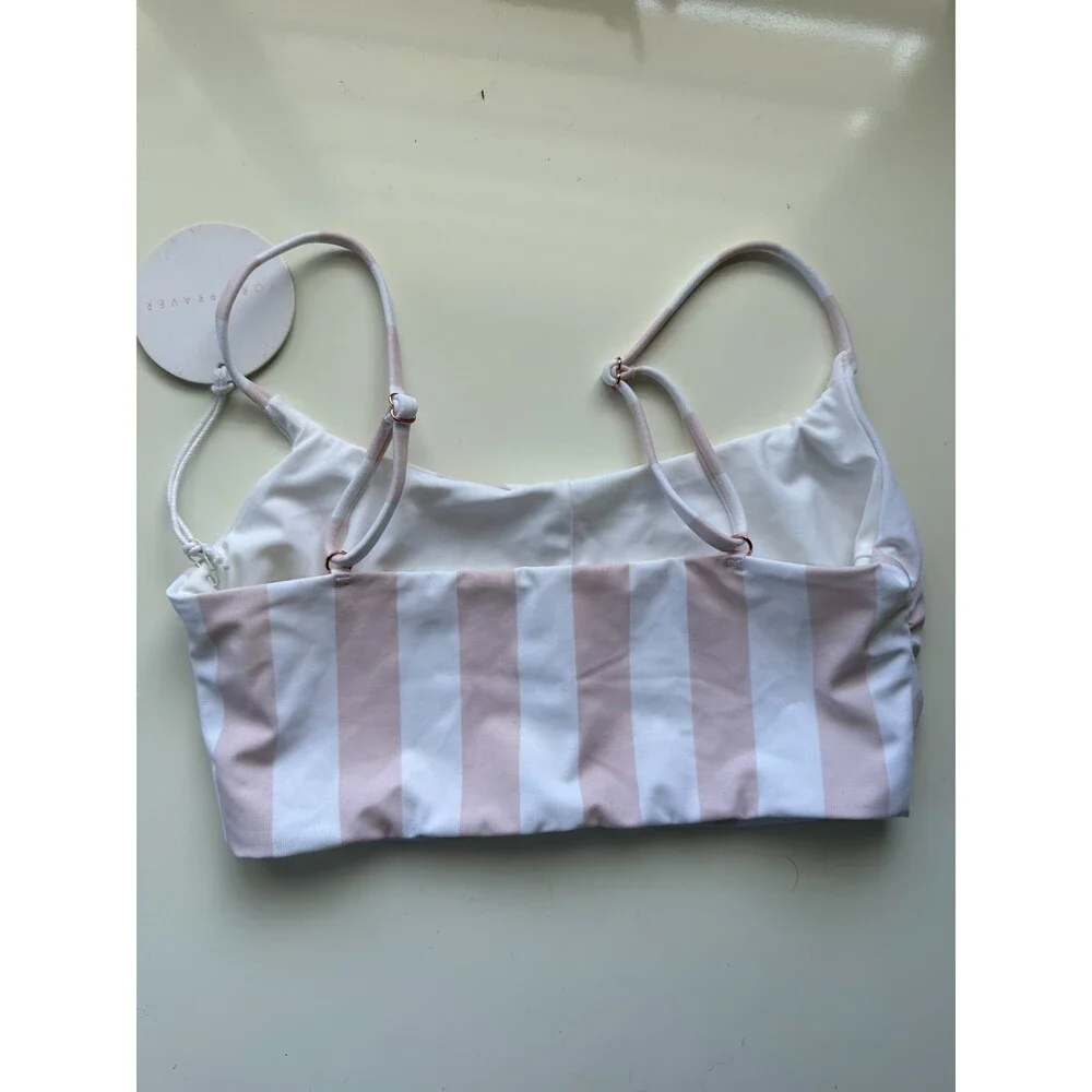 Tori Praver Swimwear Pale Pink and White Striped Bikini